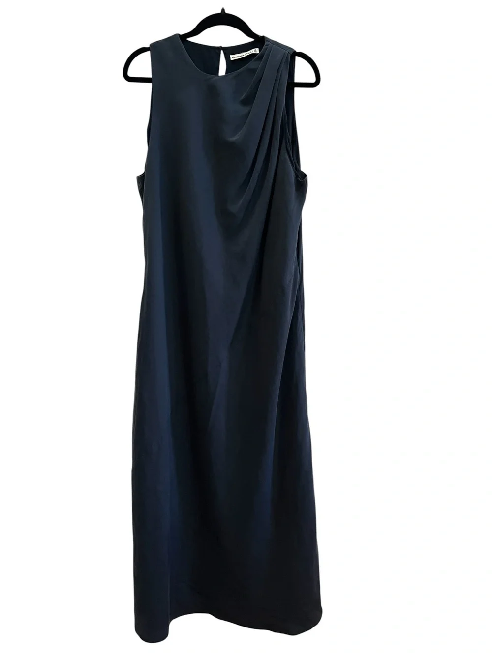 Abercrombie & Fitch Slate Black Draped Maxi Dress XL Quiet Luxury Clean Girl